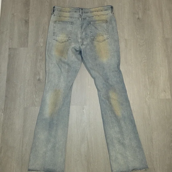 NOVA MENS Light Blue Patchwork Denim Jeans - Picture 2 of 5